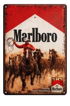 Marlboro Blechschild – Vintage Retro Werbung mit Cowboy Motiv