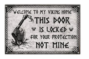 Wikinger Blechschild – This Door Is Locked | Viking Deko mit starkem Spruch