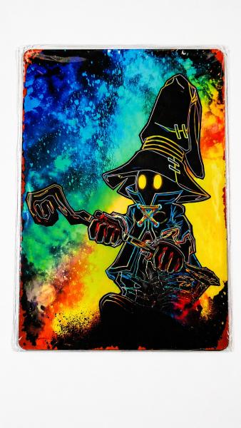 Fantasy Magier Blechschild – Mystischer Zauberer | Gamer & Nerd Wanddeko aus Metall
